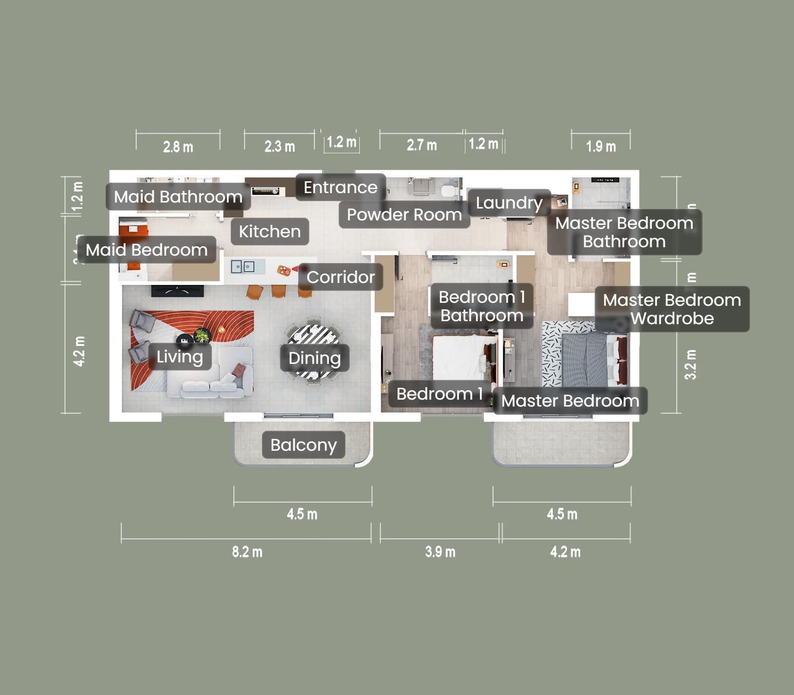 Yas Living 2 Bedroom Virtual Tour by Aldar Properties