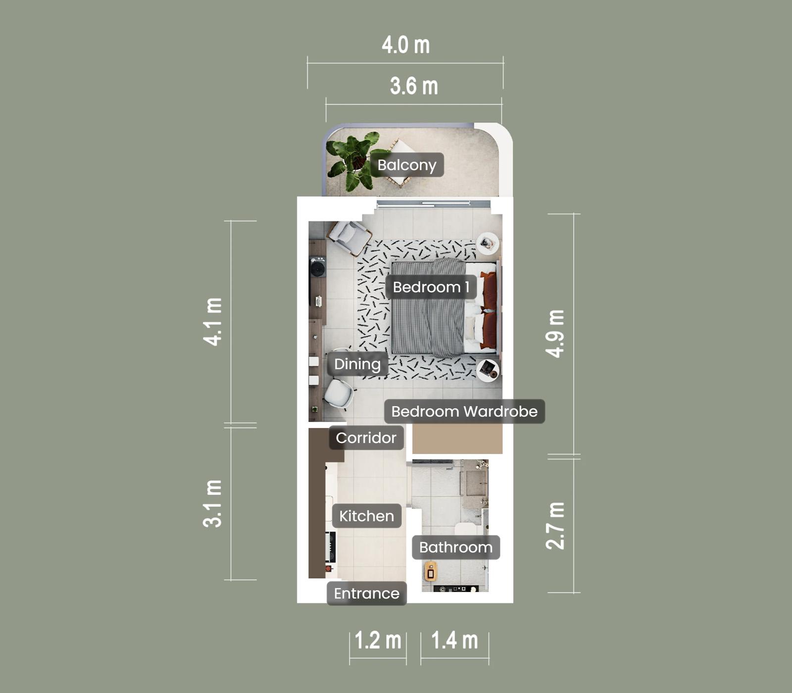 Yas Living Studio Virtual Tour by Aldar Developers