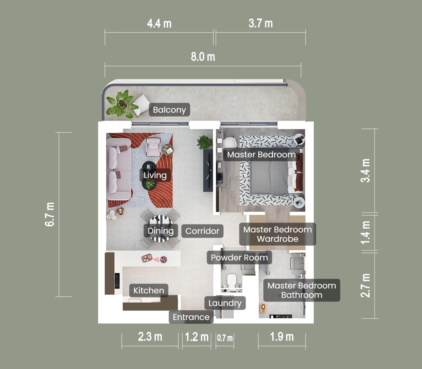 Yas Living 1 Bedroom Virtual Tour by aldar Properties